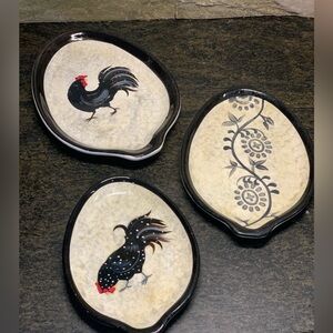 J BRINLEY | Set of 3 | Oval Shaped Chicken Theme Dishes